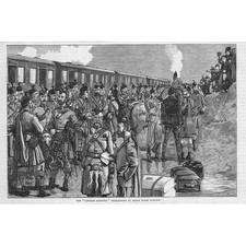 EDINBURGH London Scottish Volunteers at Leith Walk Station - Antique Print 1881
