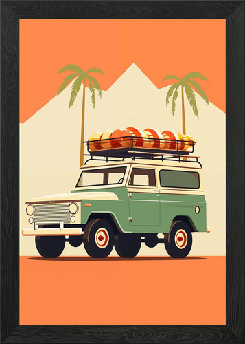 Vintage jeep with surfboards - vintage,