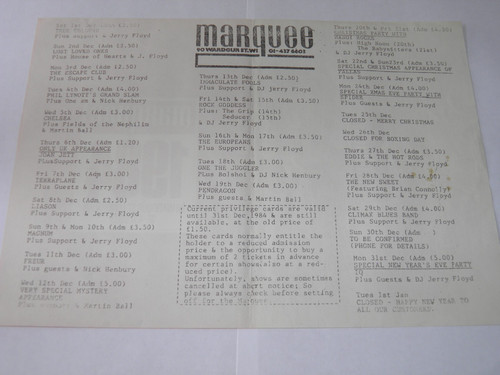Marquee club london dec - london, 1984