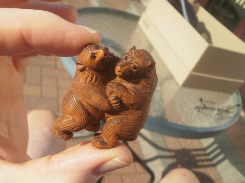 Hand carved wood - netsuke, of