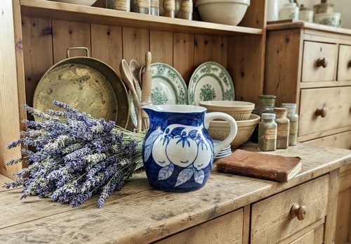 Blue white small vintage jug - white,