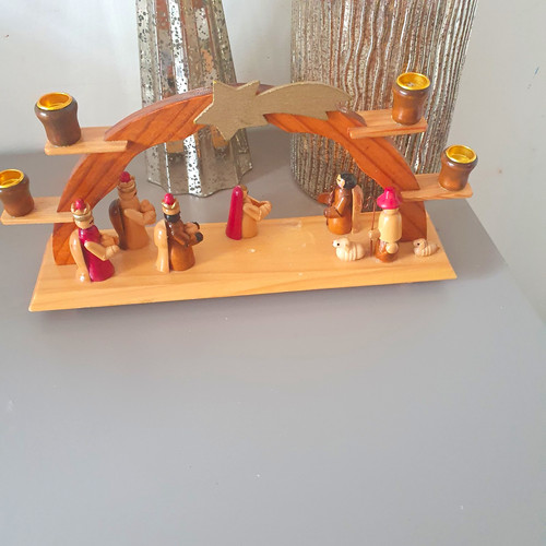 Wooden arch nativity - wooden, scene