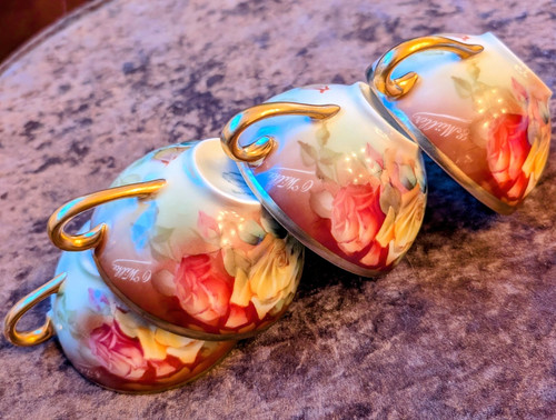 Four vintage hand painted - four,