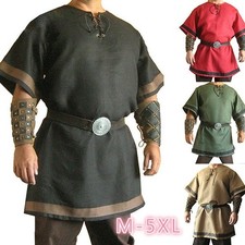 Mens Medieval Renaissance Tunic Top Shirt Viking Norseman Pirate Cosplay Costume