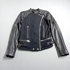 Diesel Womens Jacket Size Small Black Sheepskin Leather & cotton cafe biker
