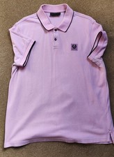 BELSTAFF PINK TIPPED SS POLO SHIRT XL XXL P2P 24" GC RRP £ 115
