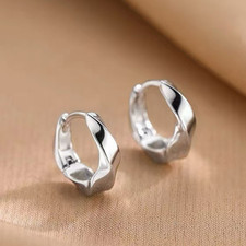 925 Sterling Silver Elegant Mobius Hoop Earrings Jewellery Women Girls Gift UK