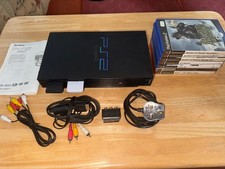 Sony PS2 fat console bundle, Black w/ Memory cards and cables. + 7 Games!