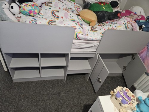 Grey cabin midsleeper bed - bed, in