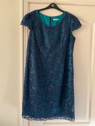 Teal satin navy lace - satin,
