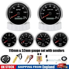 6 Gauge Set 110mm GPS Speedometer 0-120MPH Tacho with Senders for Boat Car Truck