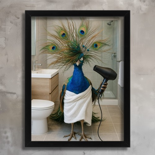 Peacock wall art bathroom - peacock,