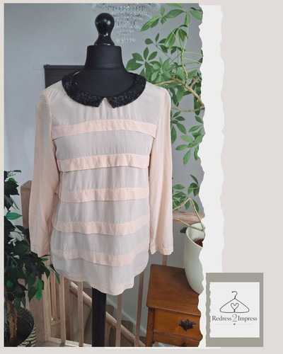 Womens silk blouse nude - blouse, sequin