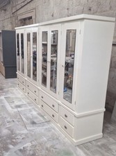 HANDMADE AYLESBURY IVORY CREAM SILVER CUP HANDLES 8DR 7 MIRROR DOORS WARDROBE!!!