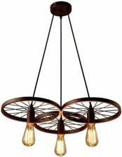 Vintage Pendant Lights Industrial 3 Way Wheel Ceiling Hanging Retro Lamp