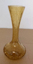 Authentic Antique Amber Crackle Glass Vase In Good Condition 6 1/8 Inches Tall