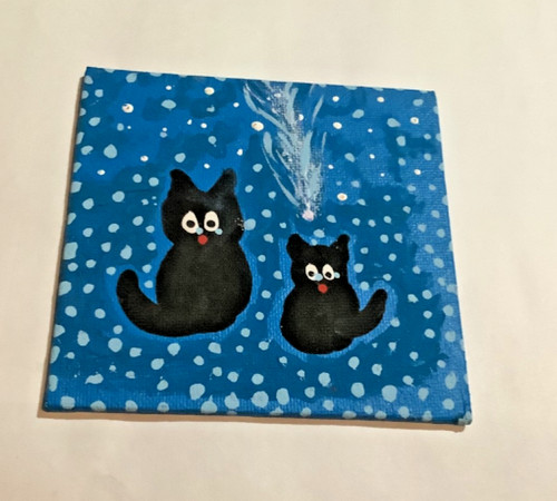 Black cats stargazing - black, night