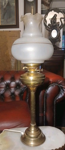 Edwardian brass converted - edwardian, oil