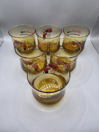 Set six vintage amber tint - set,