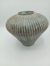 Ribbed Copper Vase Vessel