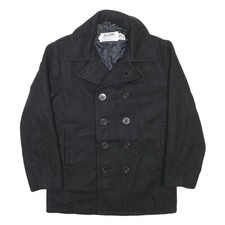 SCHOTT Mens Black Wool Pea