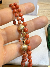 ANTIQUE VICTORIAN CORAL NECKLACE 50 CM LONG 1880S RED COLOR