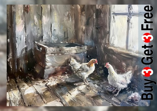 Chickens sunlight x7 - in, 5"x7"