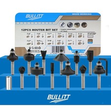 BULLITT 12pcs Router Bit Set 6.35mm 1/4" Shank Tungsten Carbide Tipped Wood Mill
