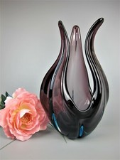 Studio Glass Freeform Vase -  Flame Art Piece. Mauve. Vintage. Quality. 9.5"