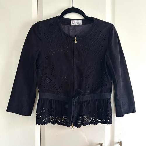 Red valentino black leather - red,