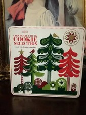 MARKS & SPENCER EMPTY COOKIE BISCUIT TIN CHRISTMAS WINTER DESIGN 2011