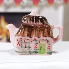 Retro Ceramic Tea Pot with Lid 1:12 Miniature Dollhouse