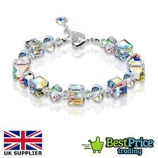 Clear Crystal Cube Stone Northern Lights Bracelet Jewellery Sparkly Gift
