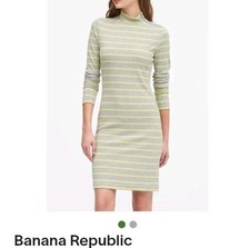 Banana Republic Womens Dress Long Sleeve Ribbed Light Knit Size XS Grey Neon Zip
