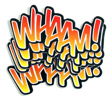5 x WHAAM! Comic Book Style New Novelty Vinyl Stickers 112mm x 56mm