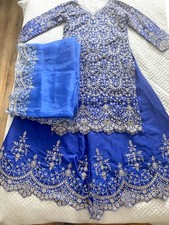 Royal Blue Sharara Asian Wedding Outfit Size S