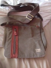 Troop London Khaki Crossbody Messenger Canvas Bag Multi pockets Unisex Pre-owned