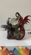 Duelling Blue & Red Dragon Large Figurine With Light & Prism Crystal Ball