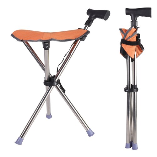 Folding walking stick seat - folding,