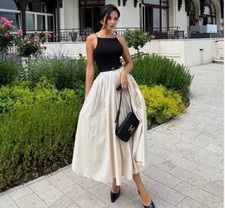 ZARA NEW WOMAN 24 ZW COLLECTION SKIRT WITH SCALLOPED WAISTBAND REF:2252/653 XL