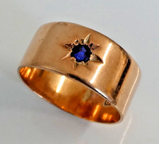 ANTIQUE 9ct ROSE GOLD SAPPHIRE BAND RING Birmingham 1913