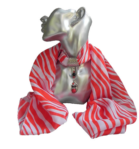 Red scarf necklace with - scarf,