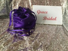 CADBURY PURPLE PEARL DUCHESS SATIN DOLLY BAG B/MAID FLOWER GIRL *UK MADE/SELLER*