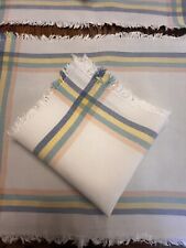 12 Items, 6 X Vintage Linen Tablemats & 6 Matching Napkins White & Pastel Stripe