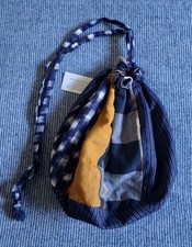 Toast indigo ikat fabric pouch / phone / gift bag New