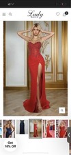 Portia & Scarlett Evening Gown Prom Pageant Dress Red Beading Rhinestone Size 6