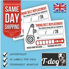 10 x Timing Belt Replacement Stickers - 76mm x 51mm - Cam Belt - Service - MOT