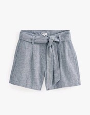 NEXT BLUE LINEN MIX BELTED