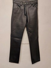 Ladies Black Faux Leather Straight Leg Jeans Trousers Size 10 