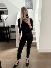 FRAME Le Sylvie Black Coated Straight Jeans 27 NWOT Gold Hardware Designer